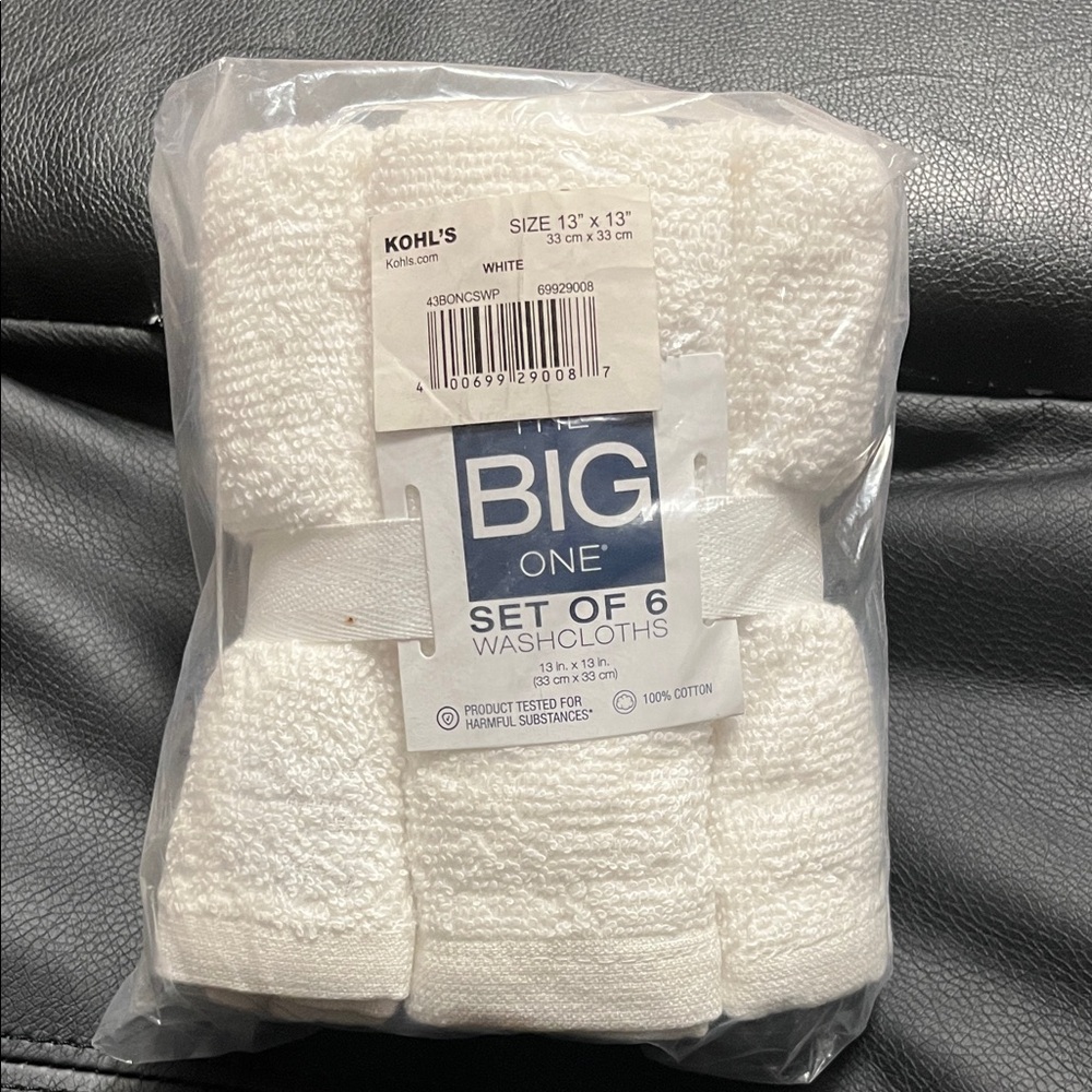 The Big One Soft White Washcloth Set of 6